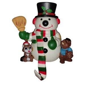 Vintage Christmas Plastic Stocking Hanger/Holder Snowman 1986 Nationwide 4”H